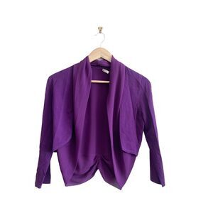 Jacques Vert Open Cropped Cardigan Sweater With Blouse Plum Women's S